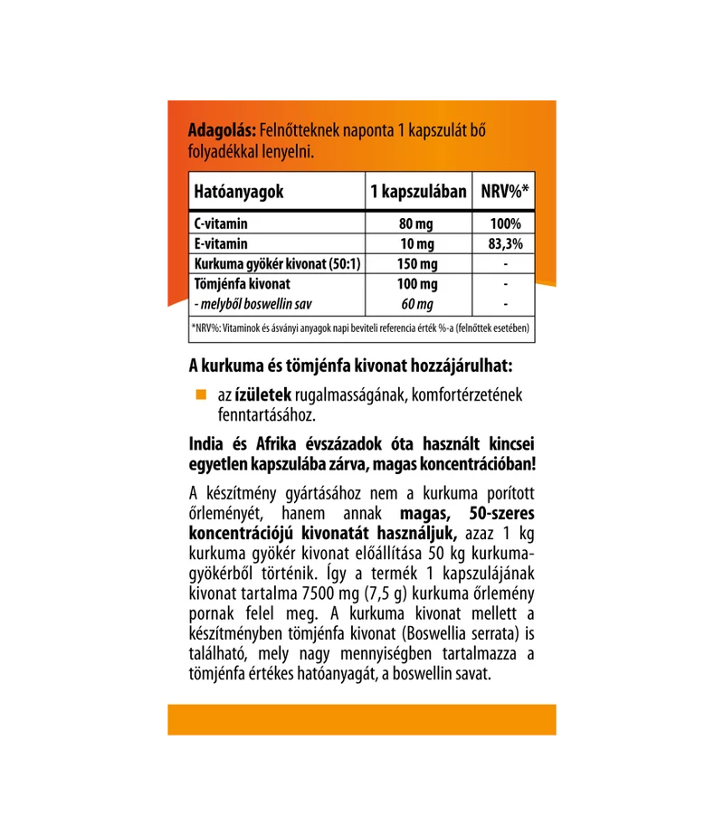 BioCo Kurkuma kivonat 7500 Tömjénfa kivonattal kapszula - 60db - Image 2 BioCo Kurkuma kivonat 7500 Tömjénfa kivonattal kapszula - 60db - Image 2
