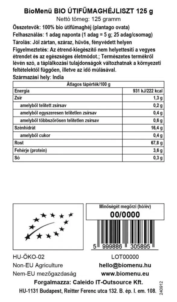 Biomenü Bio Útifűmaghéjliszt - 125g - Image 3 Biomenü Bio Útifűmaghéjliszt - 125g - Image 3