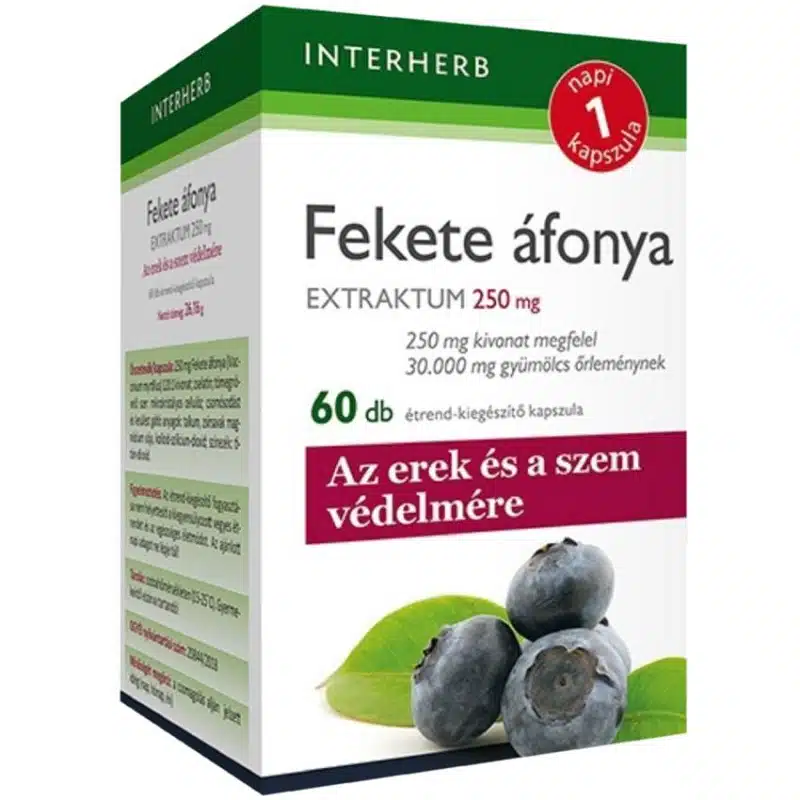 Interherb Napi 1 Fekete áfonya Extraktum 250mg kapszula - 60db Interherb Napi 1 Fekete áfonya Extraktum 250mg kapszula - 60db
