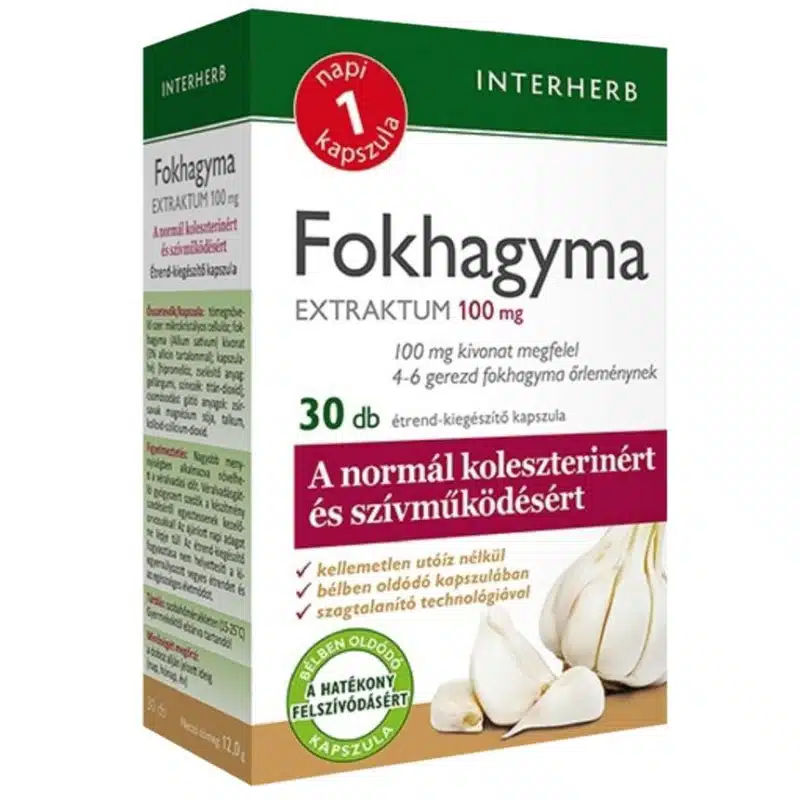 Interherb Napi 1 Fokhagyma Extraktum 100mg - 30db Interherb Napi 1 Fokhagyma Extraktum 100mg - 30db