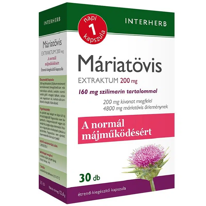 Interherb Napi 1 Máriatövis Extraktum kapszula - 30db Interherb Napi 1 Máriatövis Extraktum kapszula - 30db