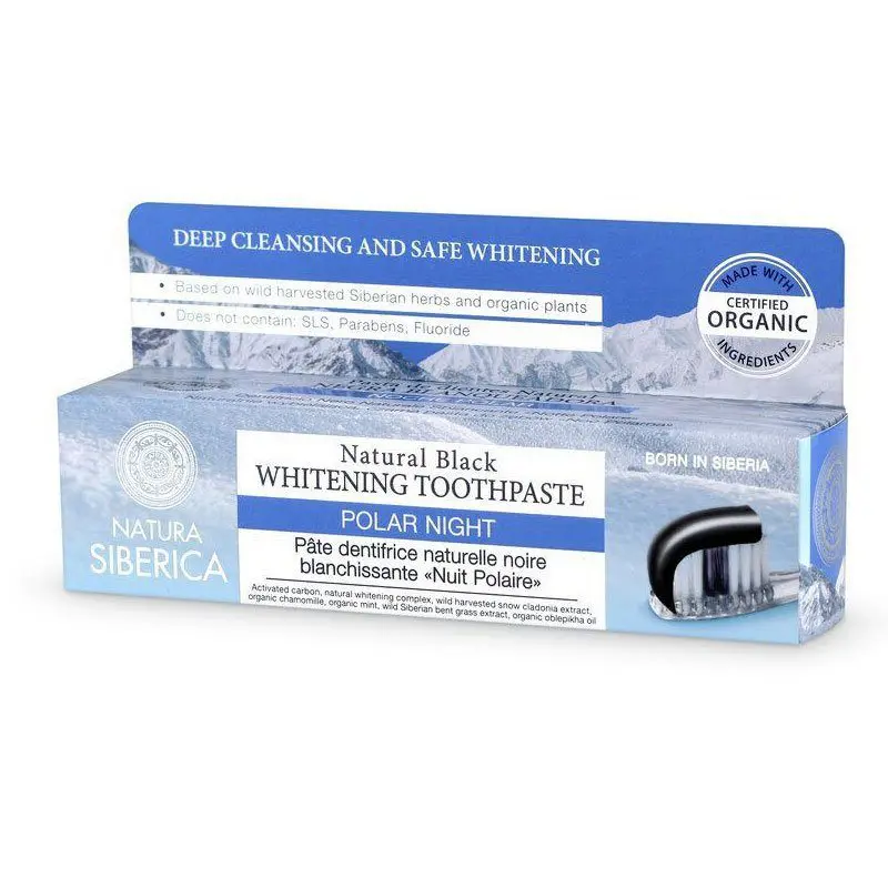 Natura Siberica Polar Night fluoridmentes fekete fogkrém fehérítő hatással – 100g Natura Siberica Polar Night fluoridmentes fekete fogkrém fehérítő hatással – 100g