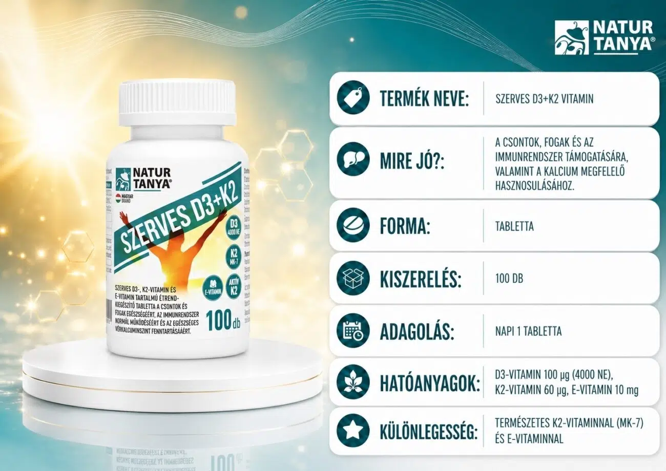 Natur Tanya Szerves D3+K2 vitamin tabletta