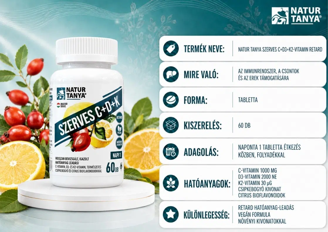 Natur Tanya Szerves C+D+K-vitamin RETARD tabletta