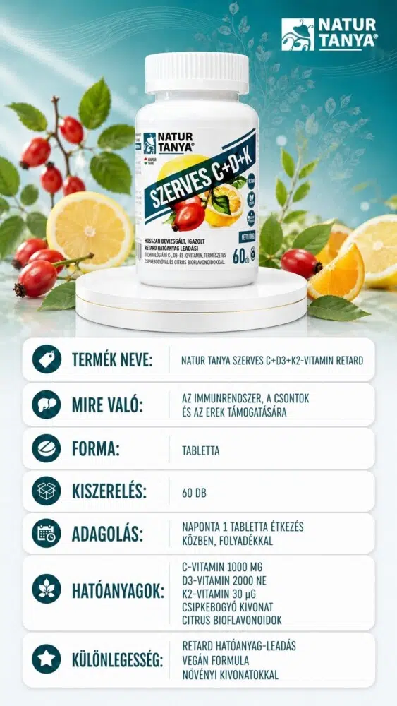 Natur Tanya Szerves C+D+K-vitamin RETARD tabletta