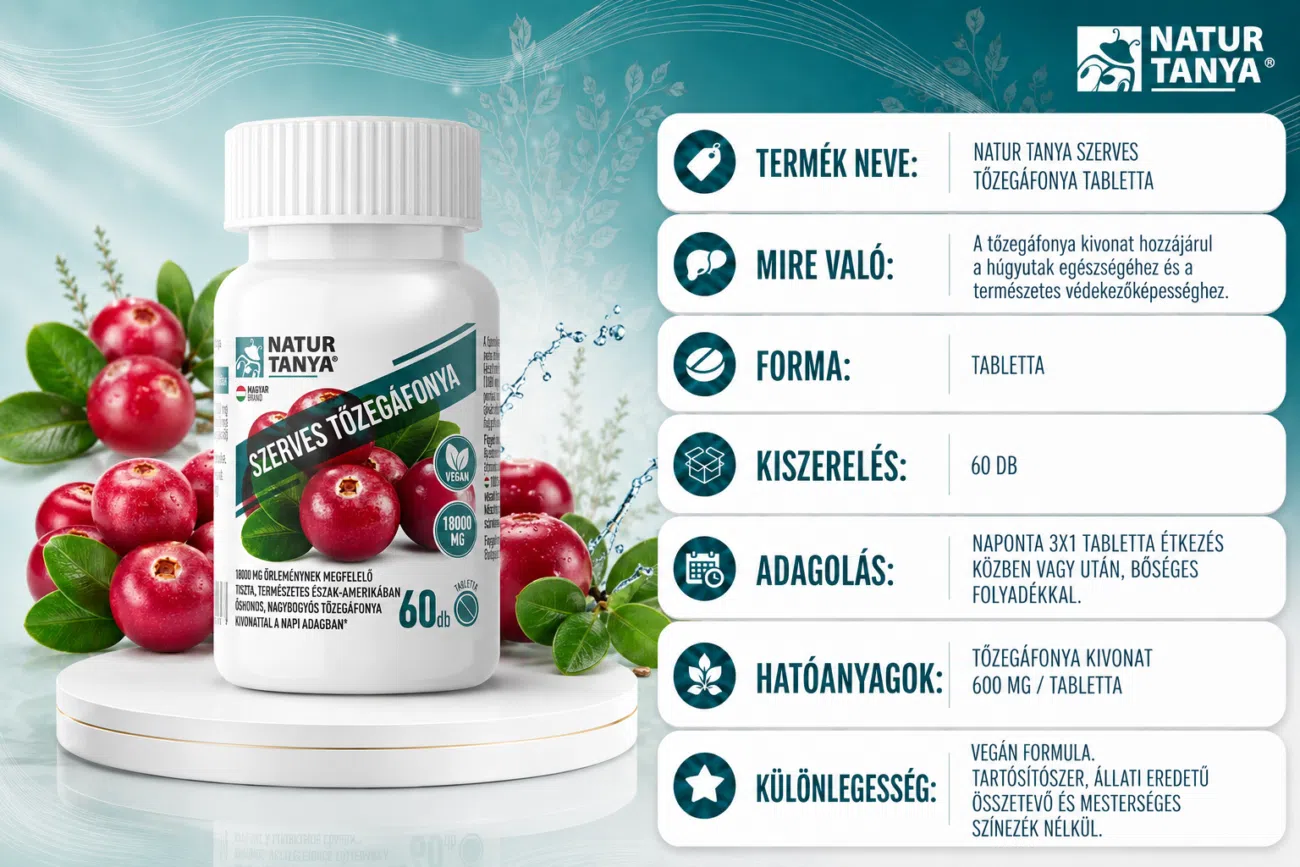 Natur Tanya Szerves tőzegáfonya tabletta - 60db