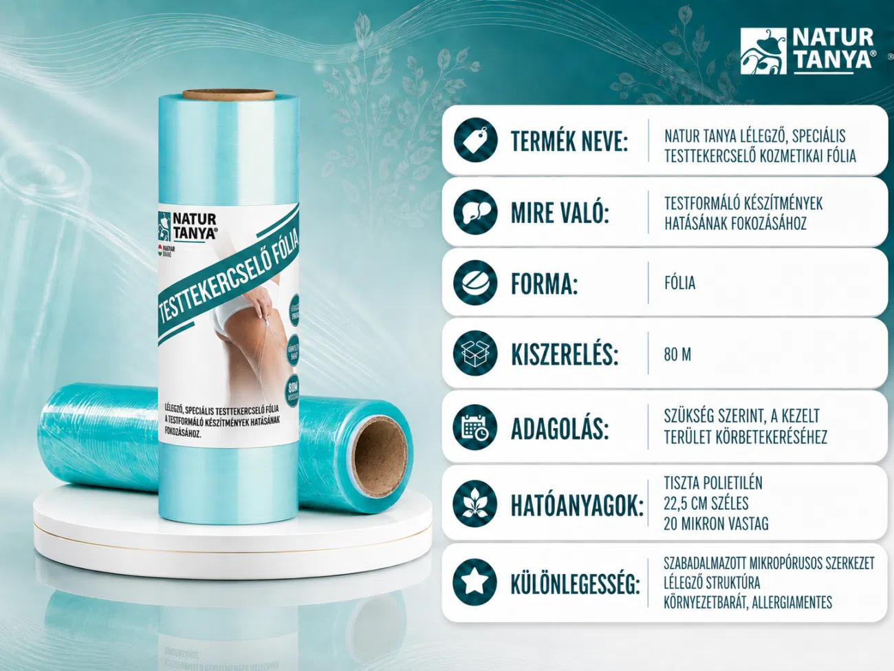 Natur Tanya Lélegző testtekercselő fólia - 80m