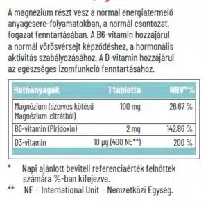 Dr. Herz Szerves Magnézium+B6+D3-vitamin tabletta - 60db - Image 2