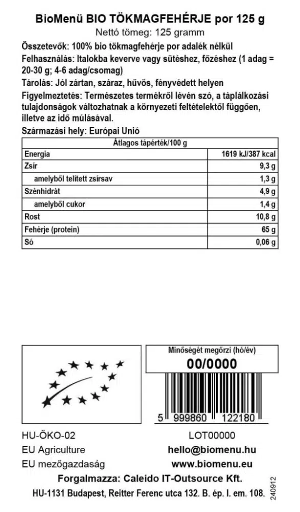 Biomenü Bio tökmagfehérje por - 125g - Image 3 Biomenü Bio tökmagfehérje por - 125g - Image 3