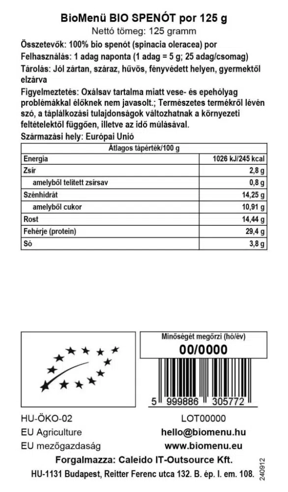 BioMenü Bio Spenótpor - 125g - Image 3 BioMenü Bio Spenótpor - 125g - Image 3