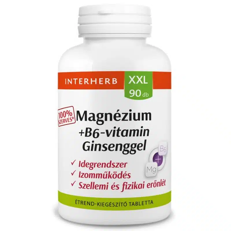 Interherb XXL Magnézium + B6-vitamin + Ginseng (Ginzeng) tabletta - 90db Interherb XXL Magnézium + B6-vitamin + Ginseng (Ginzeng) tabletta - 90db