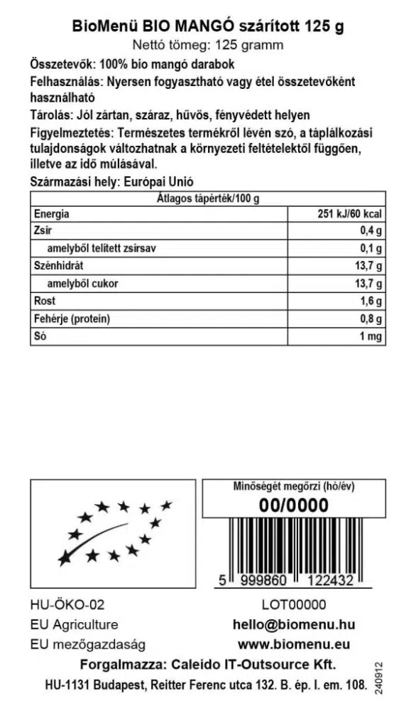 Biomenü Bio Mangó szárított - 125g - Image 3 Biomenü Bio Mangó szárított - 125g - Image 3