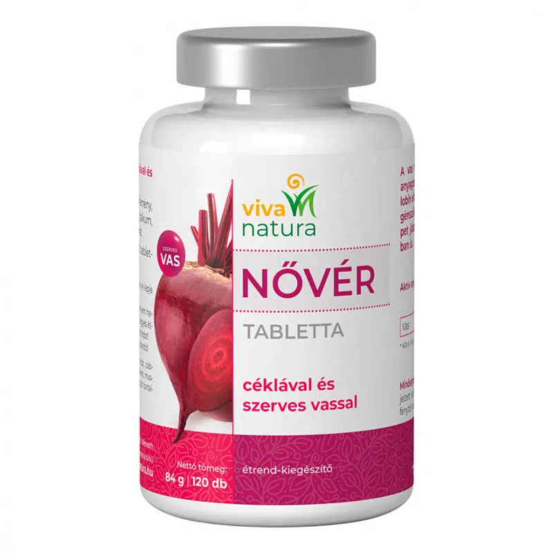 Viva Natura - Zöldvér NőVér Cékla tabletta szerves vassal - 120db Viva Natura - Zöldvér NőVér Cékla tabletta szerves vassal - 120db