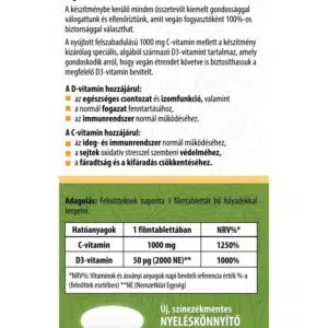 BioCo 100% VEGAN C+D Duo C-vitamin 1000mg + alga D3-vitamin filmtabletta - 90db - Image 2