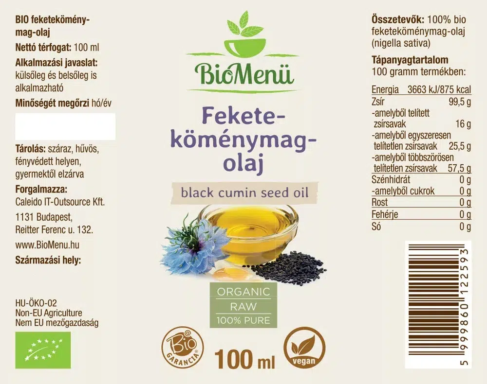 Biomenü Bio Feketeköménymag-olaj - 100ml - Image 3 Biomenü Bio Feketeköménymag-olaj - 100ml - Image 3