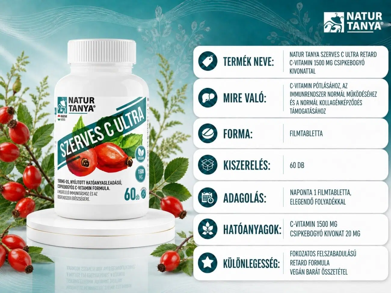 Natur Tanya Szerves C Ultra 1500 mg RETARD tabletta