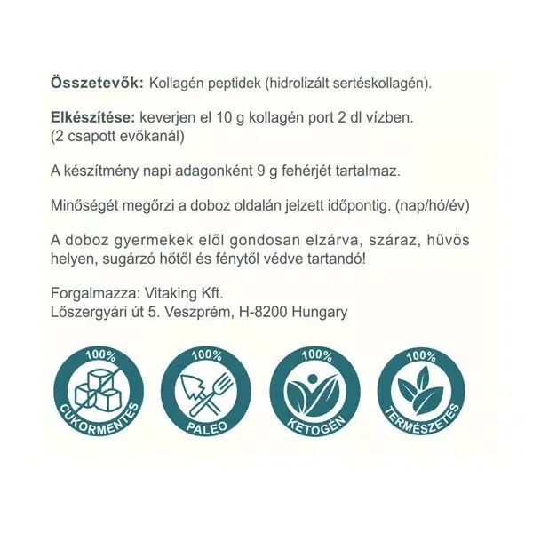 Vitaking 100% Natúr Sertéskollagén italpor - 300g - Image 2 Vitaking 100% Natúr Sertéskollagén italpor - 300g - Image 2