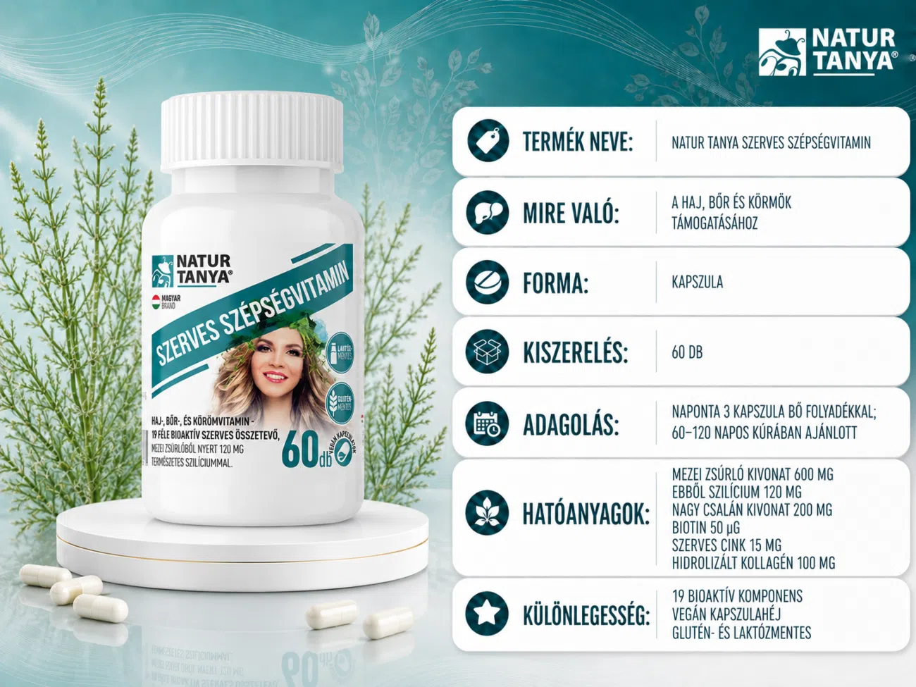 Natur Tanya Szerves szépségvitamin kapszula - 60db
