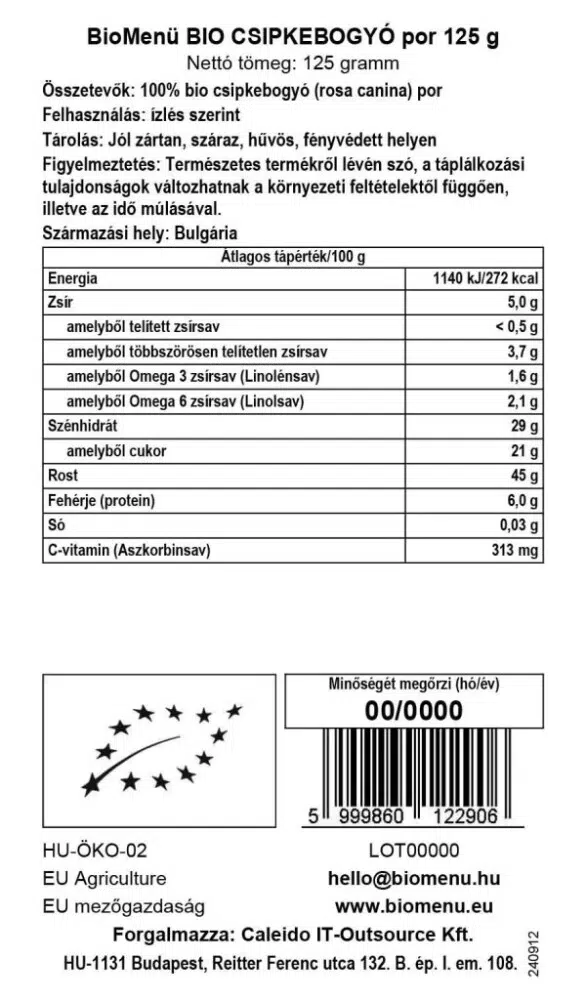 Biomenü Bio Csipkebogyó por - 125g - Image 3 Biomenü Bio Csipkebogyó por - 125g - Image 3