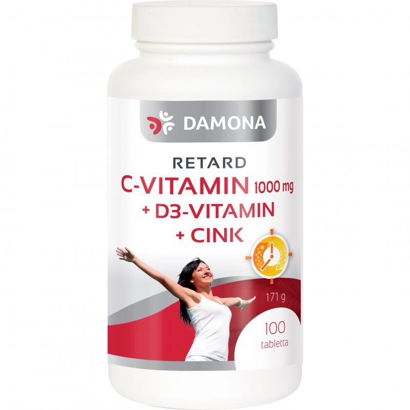 Damona RETARD C-vitamin 1000mg + D3+Cink tabletta – 100db Damona RETARD C-vitamin 1000mg + D3+Cink tabletta – 100db