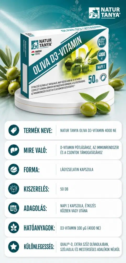 Natur Tanya OLIVA D3-vitamin 4000NE lágyzselatin kapszula