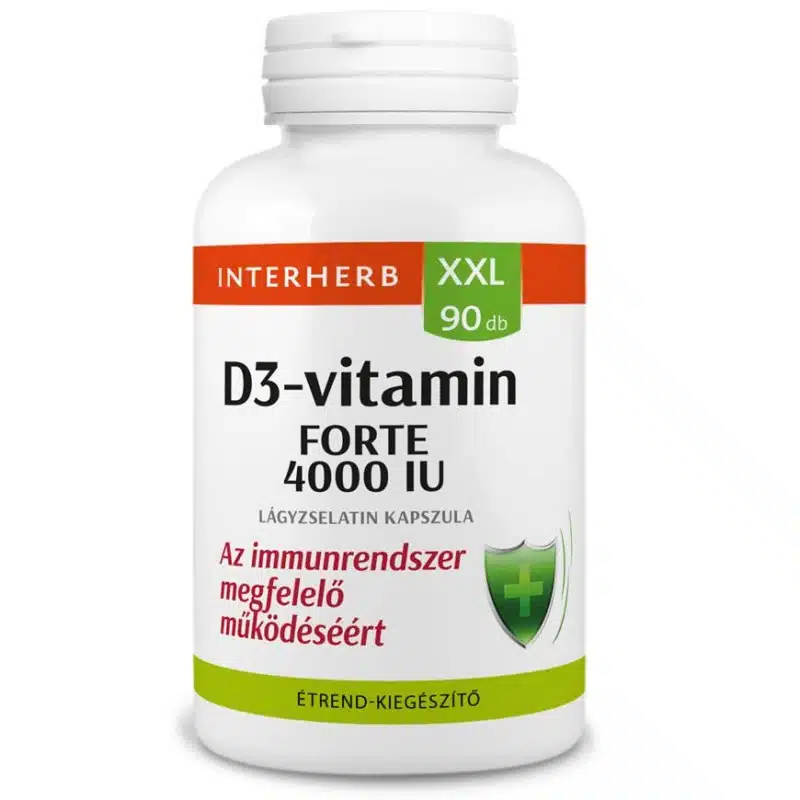 Interherb XXL D3-vitamin Forte 4000 IU lágyzselatin kapszula - 90db Interherb XXL D3-vitamin Forte 4000 IU lágyzselatin kapszula - 90db