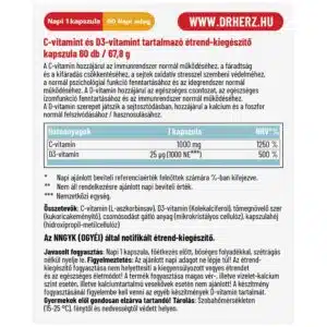 Dr. Herz C-vitamin 1000mg + D3-vitamin 1000NE kapszula