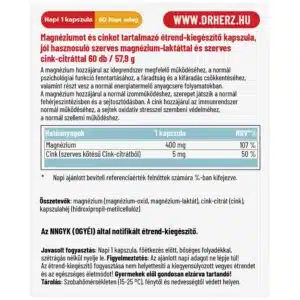 Dr. Herz Magnézium Supra 400mg + Szerves Cink kapszula