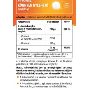BioCo Bioaktív K2 200µg K1+D3 komplex tabletta - 60db - Image 2