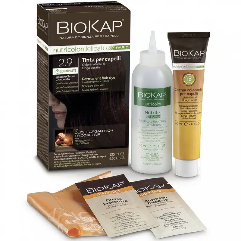 Biokap Nutricolor Rapid Tartós hajfesték Nr 2.9 sötét gesztenye csokoládé barna - 135ml Biokap Nutricolor Rapid Tartós hajfesték Nr 2.9 sötét gesztenye csokoládé barna - 135ml