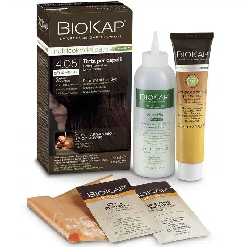 Biokap Nutricolor Rapid Tartós hajfesték Nr 4.05 csokoládé gesztenye barna - 135ml Biokap Nutricolor Rapid Tartós hajfesték Nr 4.05 csokoládé gesztenye barna - 135ml