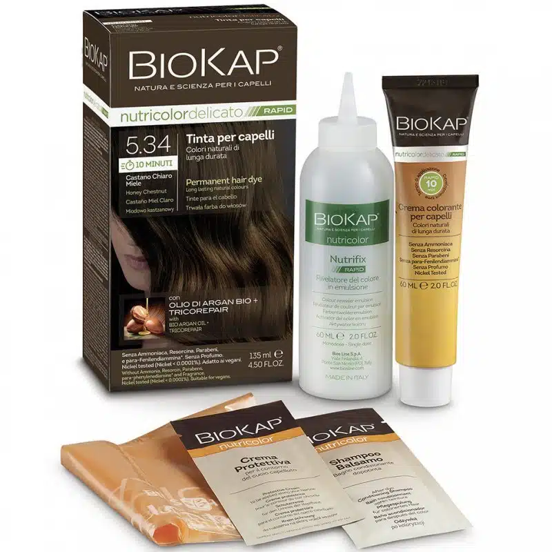 Biokap Nutricolor Rapid Tartós hajfesték Nr 5.34 mézes gesztenye barna - 135ml Biokap Nutricolor Rapid Tartós hajfesték Nr 5.34 mézes gesztenye barna - 135ml
