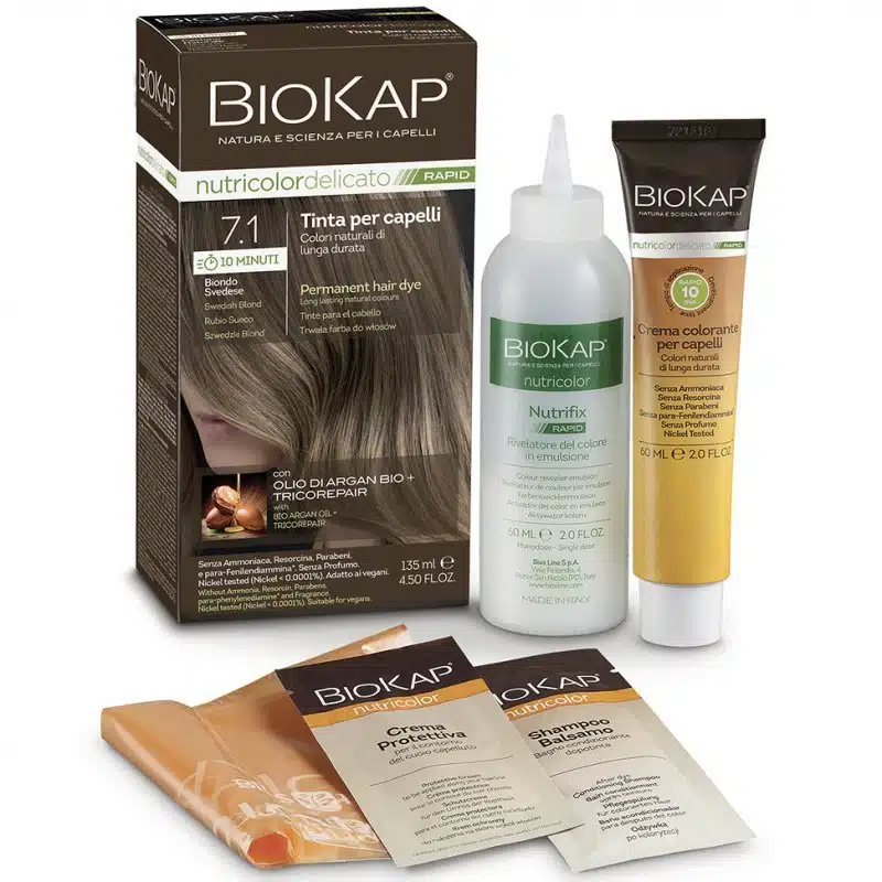 Biokap Nutricolor Rapid Tartós hajfesték Nr 7.1 svéd szőke - 135ml Biokap Nutricolor Rapid Tartós hajfesték Nr 7.1 svéd szőke - 135ml