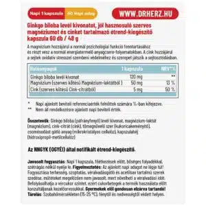 Dr. Herz Ginkgo Biloba Forte 120mg + Szerves Magnézium + Szerves Cink