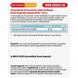 Dr. Herz Szerves Cink 25mg kapszula Dr. Herz Szerves Cink 25mg kapszula