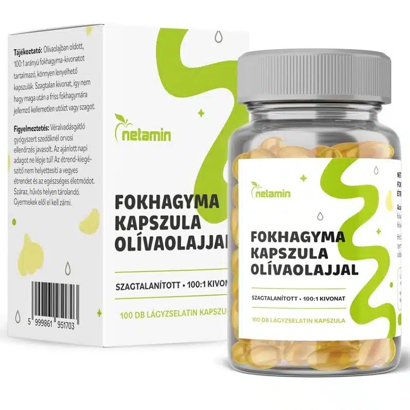Netamin Fokhagyma kapszula olívaolajjal - 100db Netamin Fokhagyma kapszula olívaolajjal - 100db