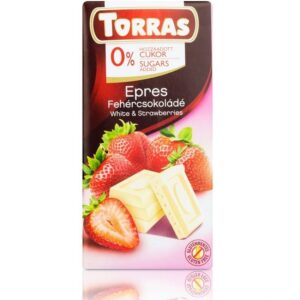 Torras Fehércsokoládé epres - cukor- és gluténmentes - 75g