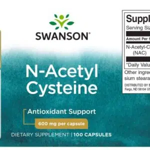 Swanson N-Acetil L-Cisztein (NAC) immunerősítő és nyákoldó kapszula - 100 Swanson N-Acetil L-Cisztein (NAC) immunerősítő és nyákoldó kapszula - 100