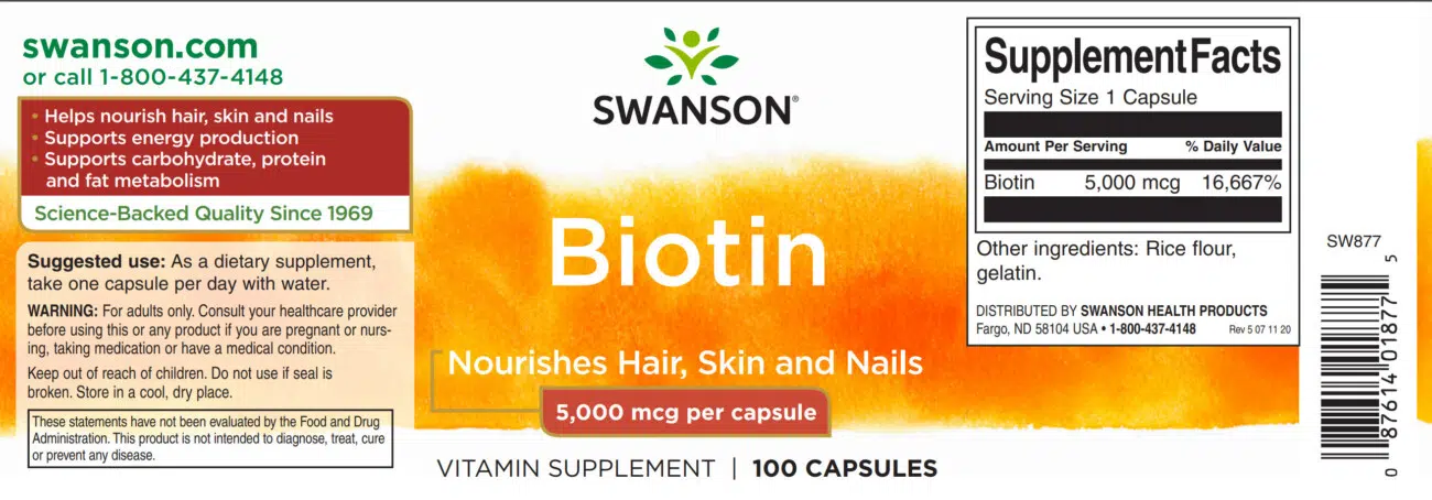 Swanson Biotin (B7-vitamin) kapszula - 100 Swanson Biotin (B7-vitamin) kapszula - 100