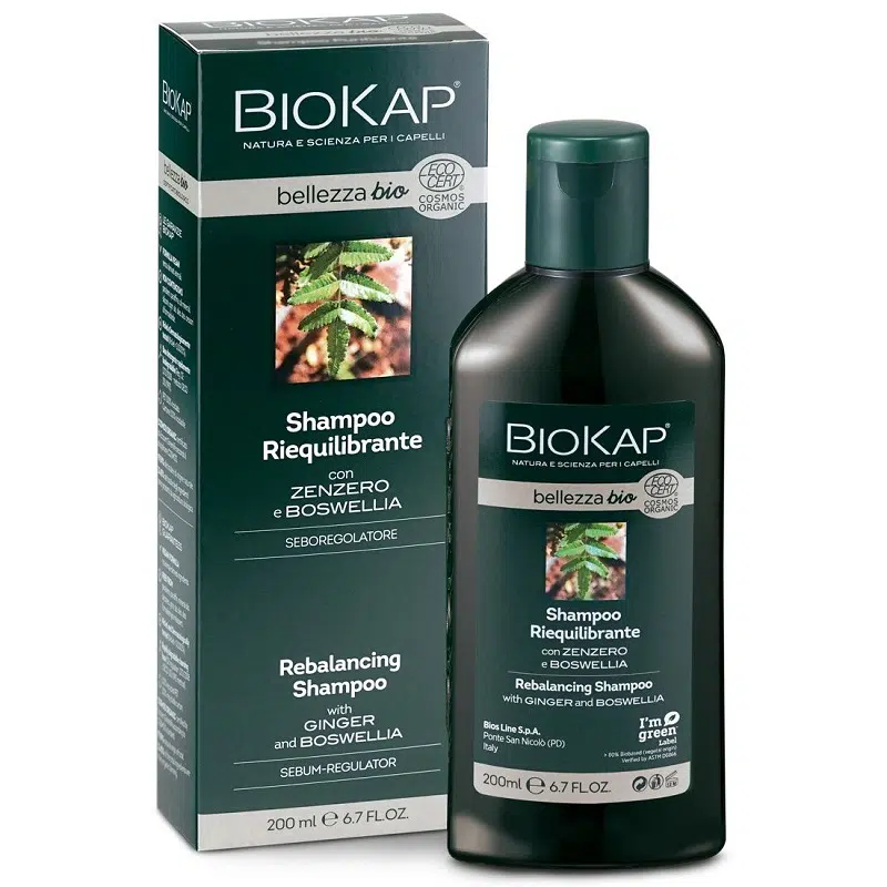 Biokap Bellezza Bio kiegyensúlyozó sampon gyömbérrel és tömjénfával - 200ml Biokap Bellezza Bio kiegyensúlyozó sampon gyömbérrel és tömjénfával - 200ml