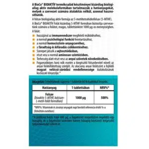 BioCo Bioaktív Folát 5-MTHF 1000 μg tabletta - 30db - Image 2