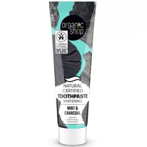 Organic Shop Minősített fehérítő fogkrém mentával és szénnel - 100g