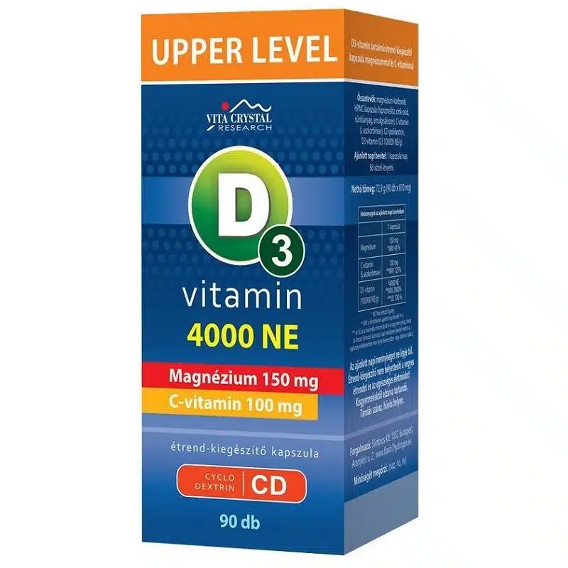 Vita Crystal Upper Level D3-vitamin 4000NE +Mg + C-vitamin kapszula - 90db Vita Crystal Upper Level D3-vitamin 4000NE +Mg + C-vitamin kapszula - 90db