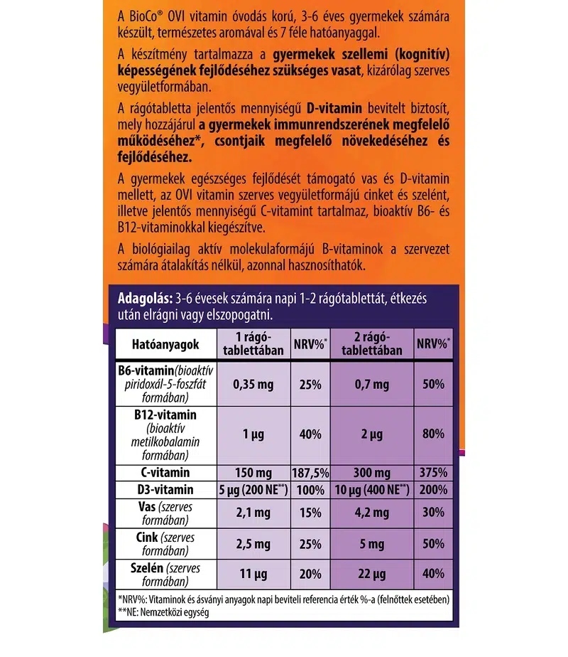 BioCo OVI Vitamin rágótabletta - 90db - Image 2 BioCo OVI Vitamin rágótabletta - 90db - Image 2