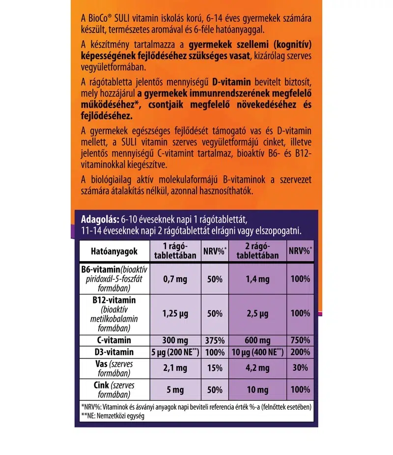 BioCo SULI vitamin rágótabletta - 90db - Image 2 BioCo SULI vitamin rágótabletta - 90db - Image 2