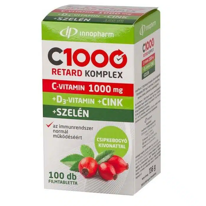 InnoPharm C-vitamin 1000mg Retard komplex filmtabletta – 100db InnoPharm C-vitamin 1000mg Retard komplex filmtabletta – 100db