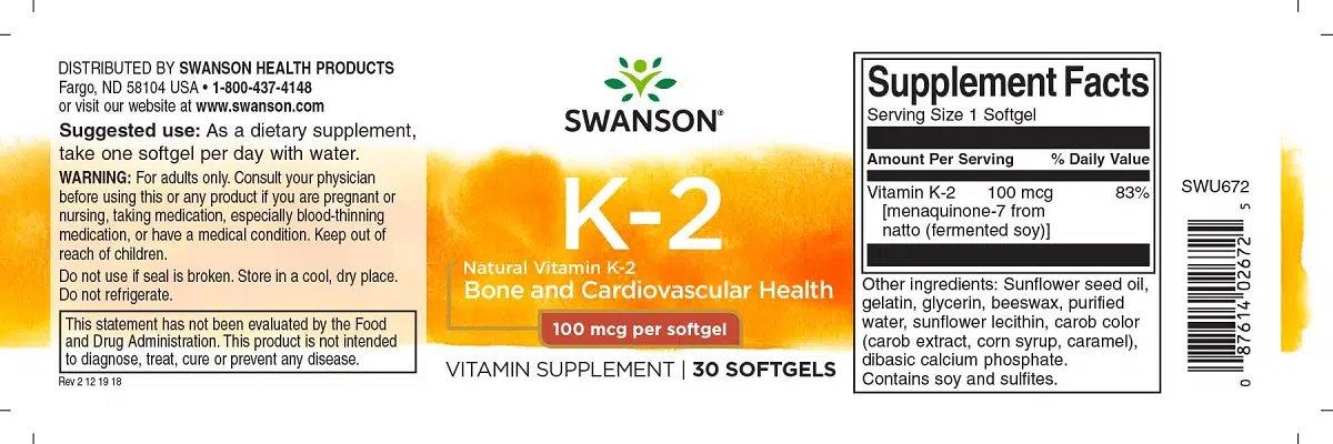 Swanson K2-vitamin lágyzselatin kapszula - 30 Swanson K2-vitamin lágyzselatin kapszula - 30