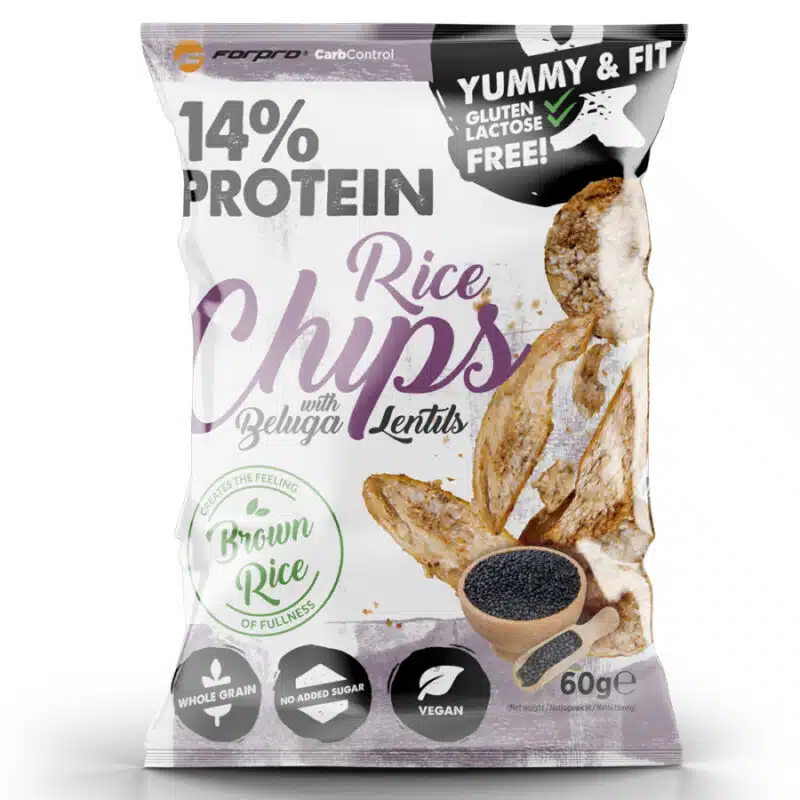Forpro Yummy&Fit 14% Protein RICE Chips-Beluga lencse - 60g Forpro Yummy&Fit 14% Protein RICE Chips-Beluga lencse - 60g