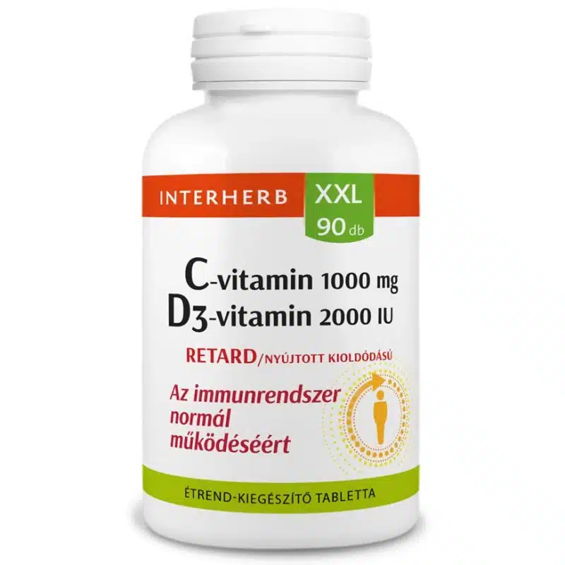 Interherb XXL C+D C-vitamin 1000mg+D3-vitamin 2000NE Retard tabletta - 90db Interherb XXL C+D C-vitamin 1000mg+D3-vitamin 2000NE Retard tabletta - 90db