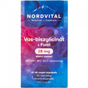 Nordvital Vas-biszglicinát + Folát kapszula - 60db